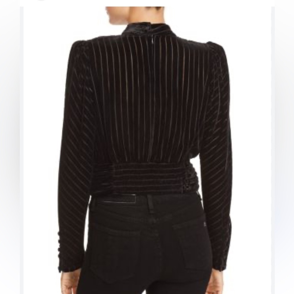 FRAME Velvet Smocked Party Top In Noir/black. Size small/p - Picture 2 of 13
